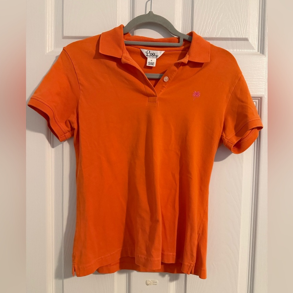 Lilly Pulitzer Women's Orange Polo Shirt Size M